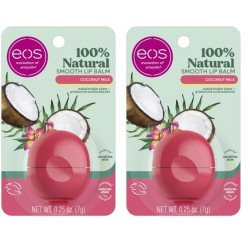 eos 100% Natural Lip Balm- Coconut Milk, All-Day Moisture, Made for Sensitive Skin, Lip Care Products, 0.25 oz (Pack of 2) 